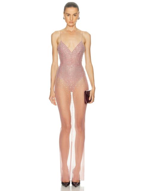 ALEX PERRY Crystal Mesh Column Dress