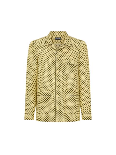 TOM FORD DIAMOND PRINT PEACHED SILK HABOTAI PAJAMA SHIRT