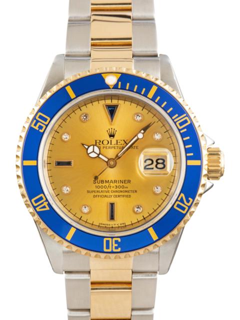 ROLEX Men's Rolex Submariner ref 16613 Champagne Serti Dial