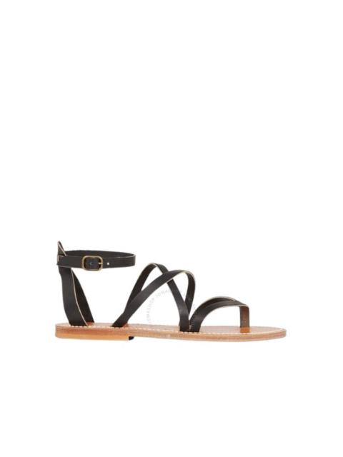 Other Designers K Jacques Ladies Epicure Pul Noir Flat Leather Sandals