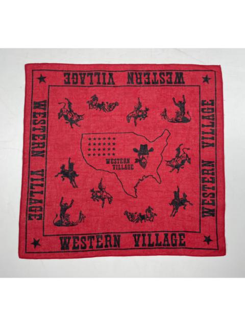 Other Designers Vintage - western village bandana handkerchief neckerchief HC0157