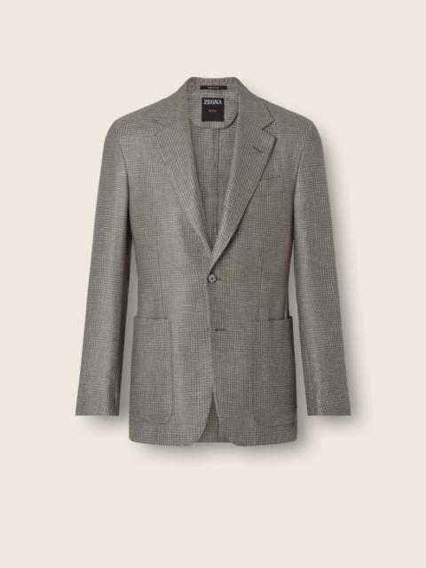 ZEGNA DARK TAUPE CASHMERE SILK AND LINEN JACKET