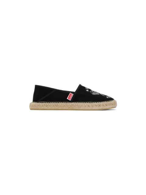 Black Kenzo Paris Elephant Embroidered Canvas Espadrilles