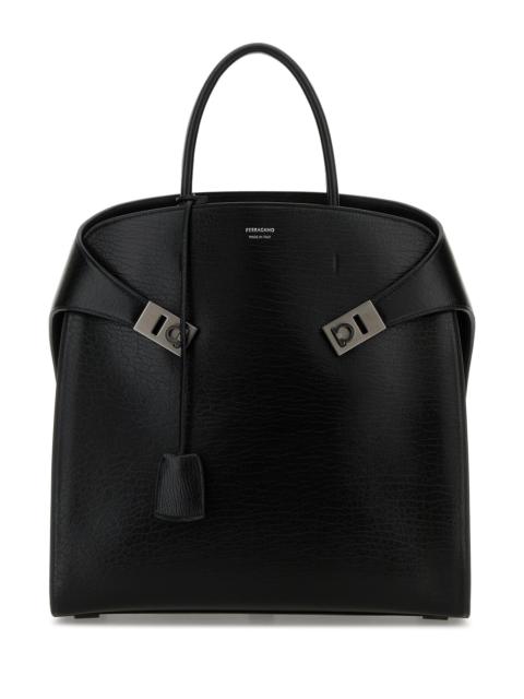 FERRAGAMO Black leather Hug shopping bag