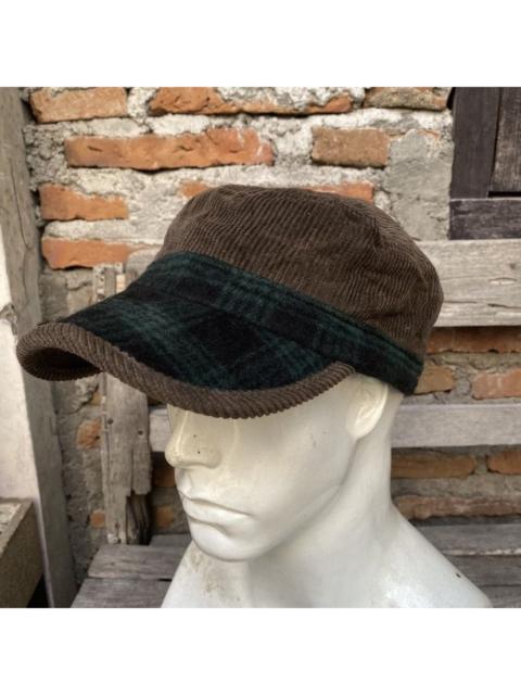 Other Designers Vintage - Brown & plaid corduroy mix wool commando patrol cap