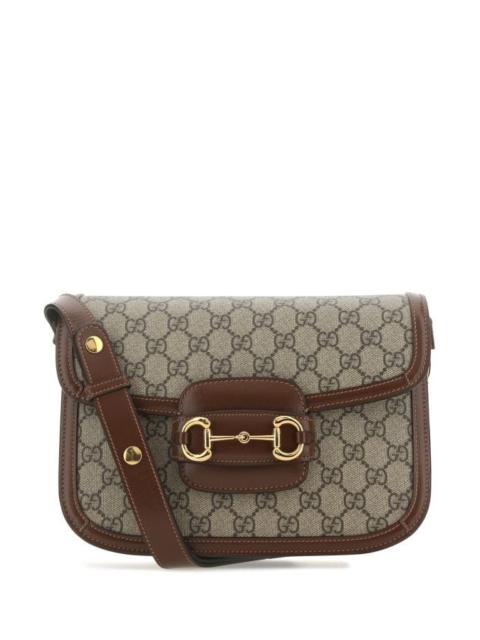Gucci Woman Gg Supreme Fabric And Leather Horsebit 1955 Shoulder Bag