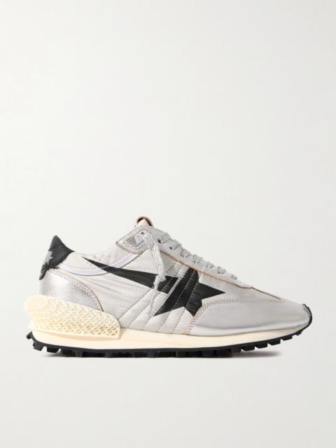 Golden Goose Running Marathon metallic rubber and leather-trimmed ripstop sneakers Silver