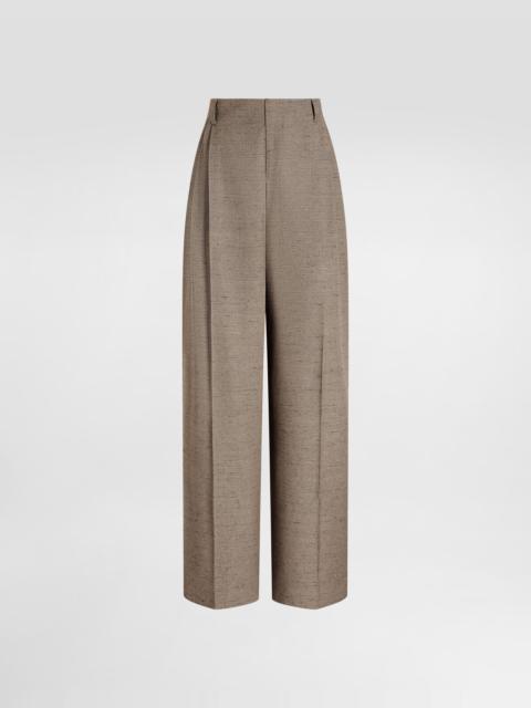 Dolce & Gabbana Tweed-effect linen and viscose trousers