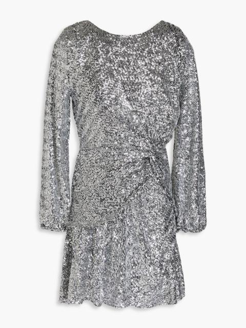 maje Twisted sequined stretch-tulle mini dress