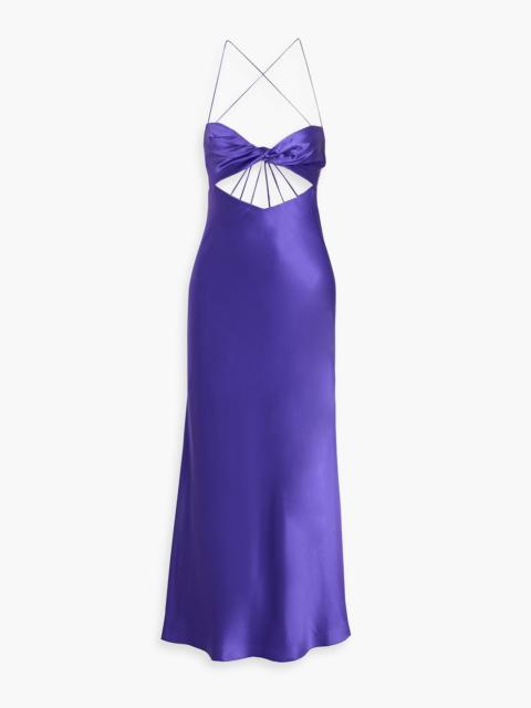 THE SEI Twisted cutout silk-satin maxi dress