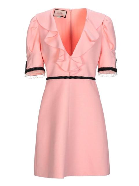 GUCCI Pink Crepe Silk Wool Cocktail Dress