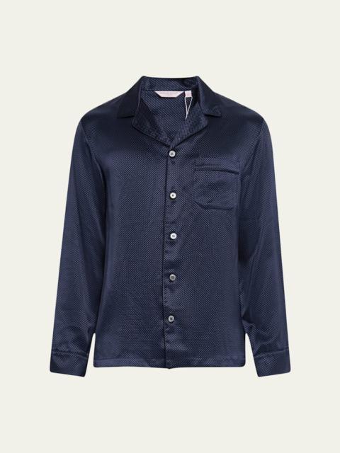 Derek Rose Men's Brindisi Silk Polka Dot Long Pajama Set