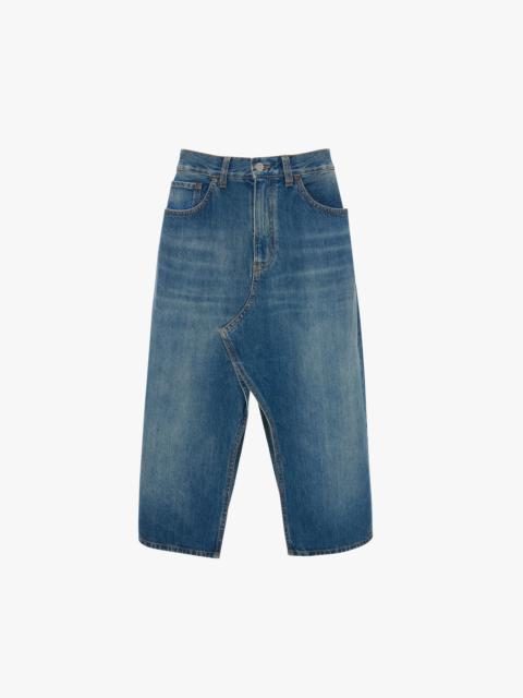 Victoria Beckham Kick Pocket Denim Skirt In Mid Blue