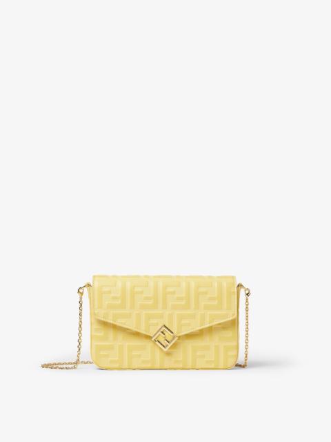 FENDI FF Diamonds Wallet On Chain Yellow FF leather wallet