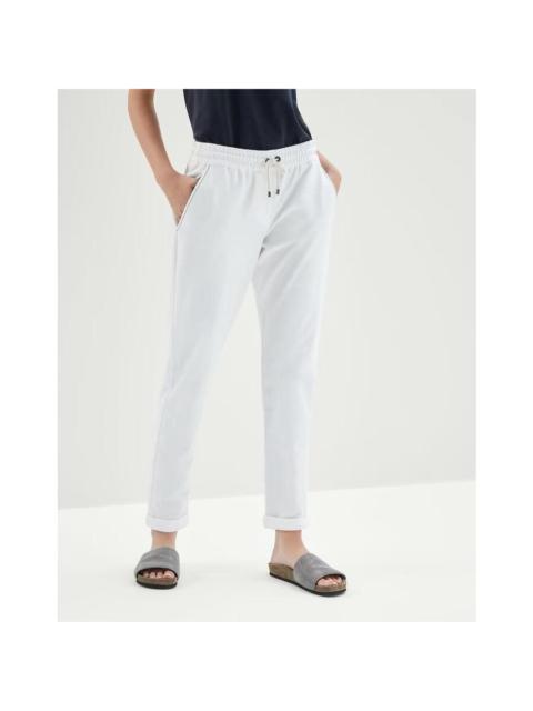 Brunello Cucinelli Brunello Cucinelli Wooff White Cotton Jogger Trousers