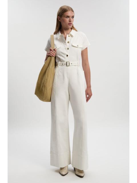 KAREN MILLEN Denim Corset Waist Detail Wide Leg Jumpsuit