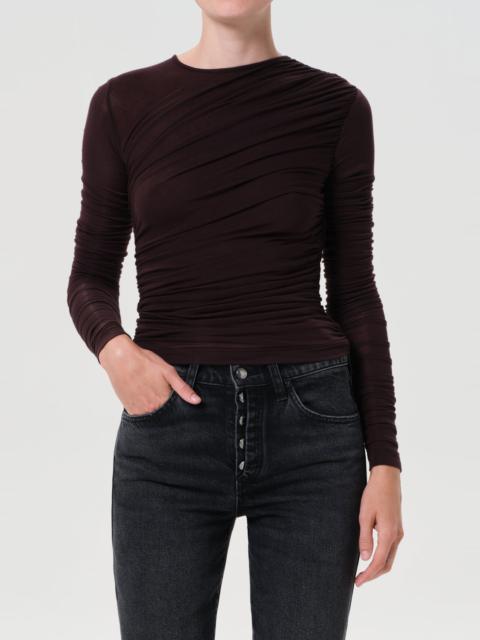 AGOLDE TANIA TWIST TEE IN ROOT