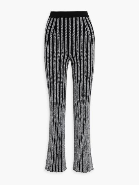 Missoni Sequin-embellished ribbed-knit flared pants
