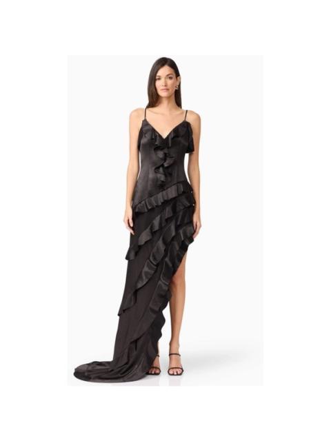 Other Designers NWT Elliatt Kyla Asymmetrical Ruffle‎ Gown In Black Sz Small $335