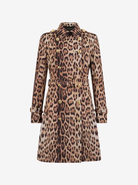 Roberto Cavalli Double-breasted coat with jaguar skin print