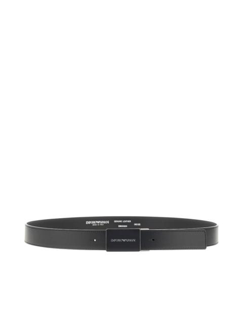 EMPORIO ARMANI SMOOTH LEATHER BELT WITH LOGO