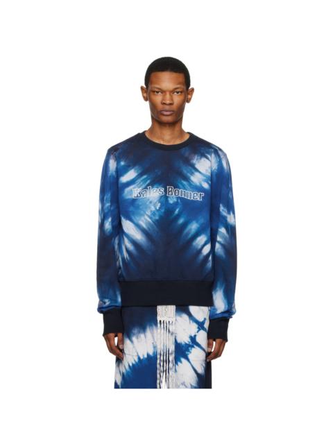 WALES BONNER Blue Tie-Dye Sweatshirt