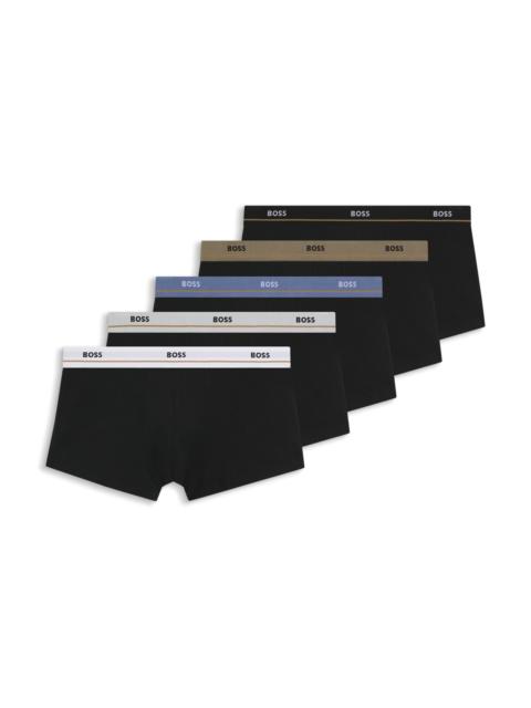 BOSS FIVE-PACK OF LOGO-WAISTBAND TRUNKS IN STRETCH COTTON