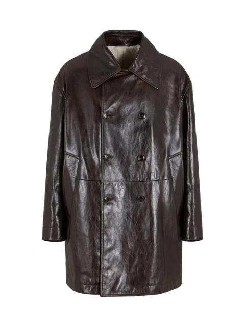 GIORGIO ARMANI LEATHER DOUBLE BREASTED COAT