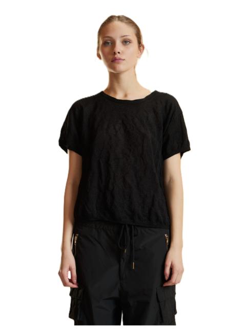 CYNTHIA ROWLEY Cynthia Rowley Crinkle Knit Short Sleeve Top in Black at Nordstrom