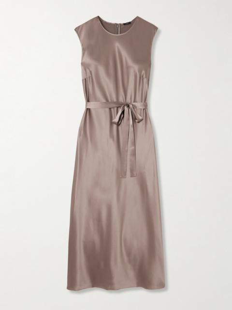 JOSEPH Garnier Belted Silk-satin Midi Dress