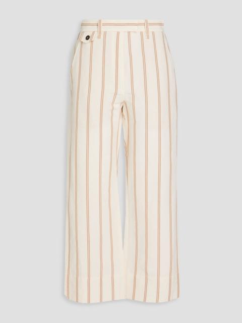 Brunello Cucinelli Striped linen and cotton-blend crepe straight-leg pants