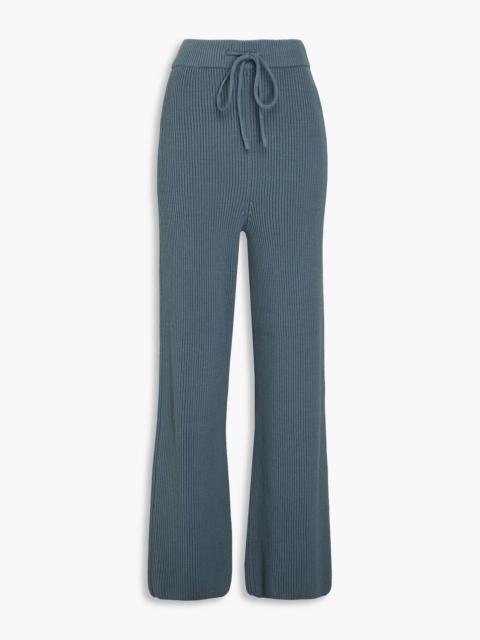 Other Designers Ribbed cotton wide-leg pants