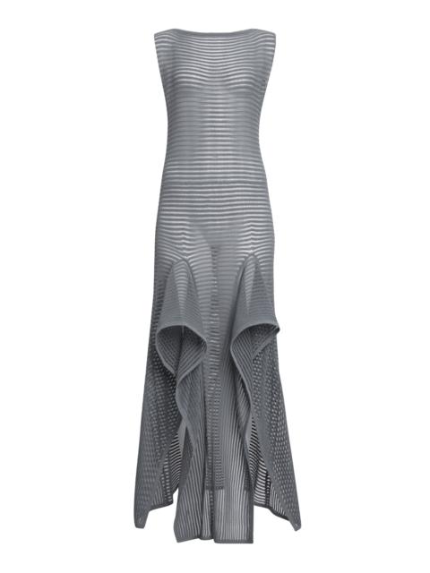 Alaïa Ladder-Stitched Cotton-Blend Midi Dress grey