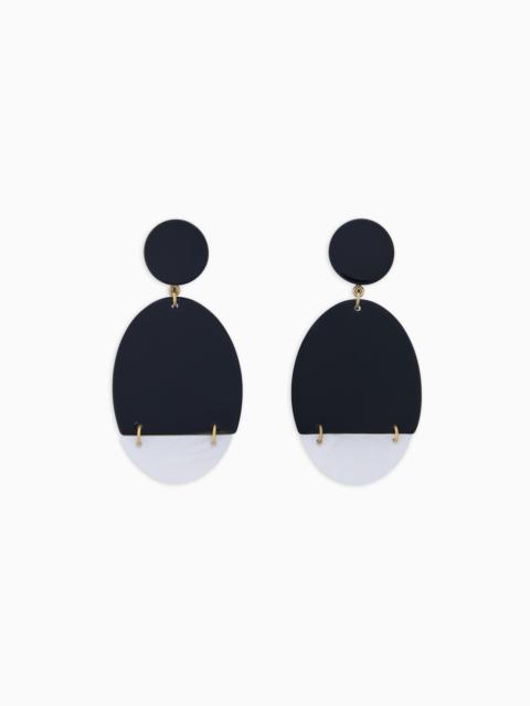 GIORGIO ARMANI TWO-TONE RESIN CLIP-ON PENDANT EARRINGS