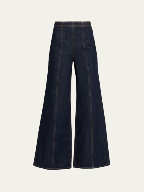 ULLA JOHNSON The Bianca Front-Seam Wide-Leg Jeans