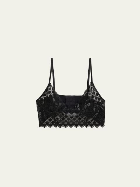 KIKI DE MONTPARNASSE Lamine Diamond-Embroidered Longline Bra