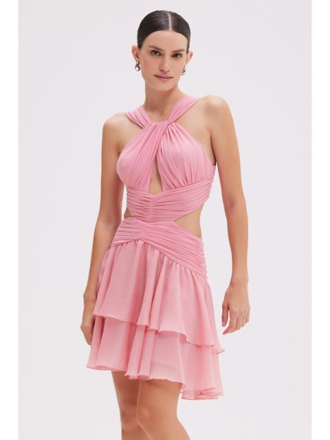 PatBO SILK PLISSE ESSENCE HALTERNECK MINI DRESS