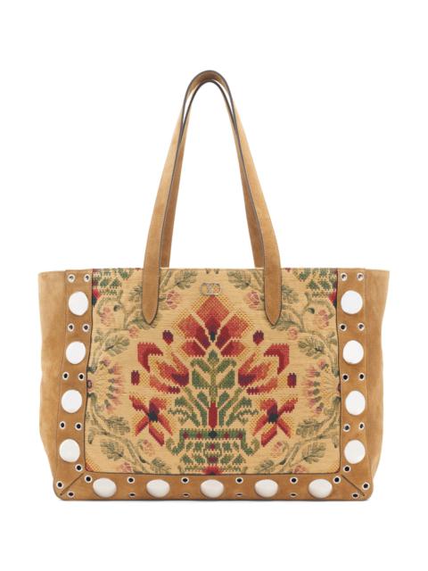 Valentino Valentino Garavani Large Nellcôte Studded Tote in Brown Multi at Nordstrom