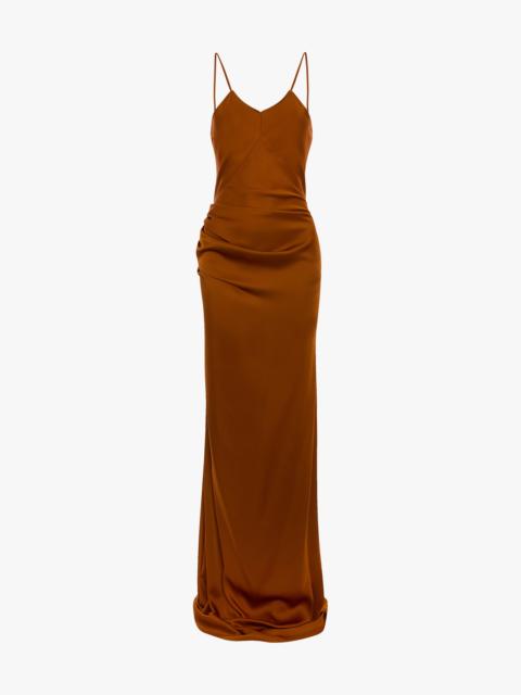 Victoria Beckham Draped Cami Floor-Length Dress In Bronze