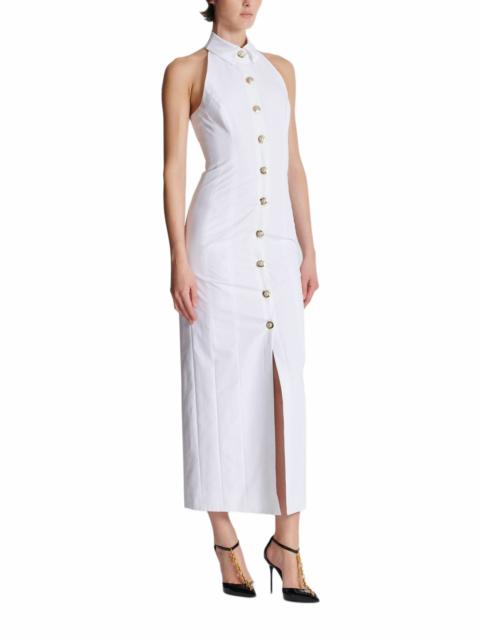 Balmain Balmain Bodycon Backless Poplin Dress in White at Nordstrom