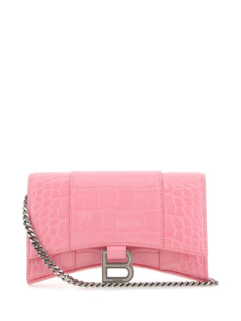 BALENCIAGA Pink leather Hourglass clutch