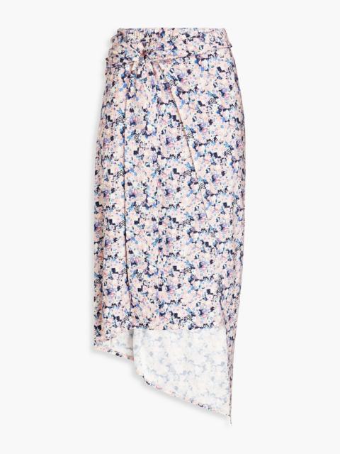 rabanne Wrap-effect floral-print stretch-jersey skirt
