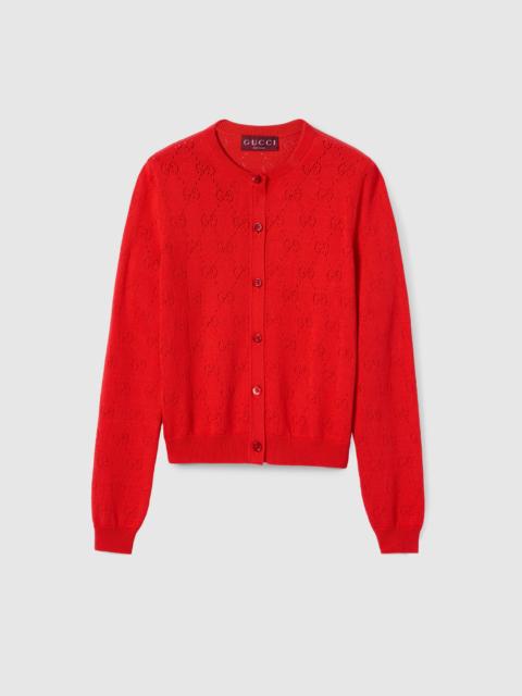 GUCCI GG pointelle cotton silk cardigan