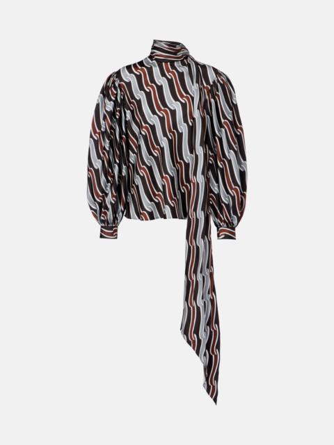 GUCCI Printed tie-neck silk blouse