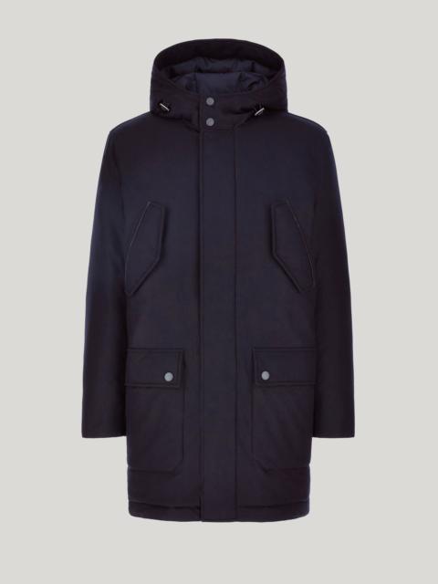 Canali BLUE CASHMERE CAR COAT WITH MEMBRANE AND HOOD