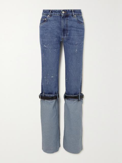 COPERNI Hybrid Belted Distressed Mid-rise Straight-leg Jeans