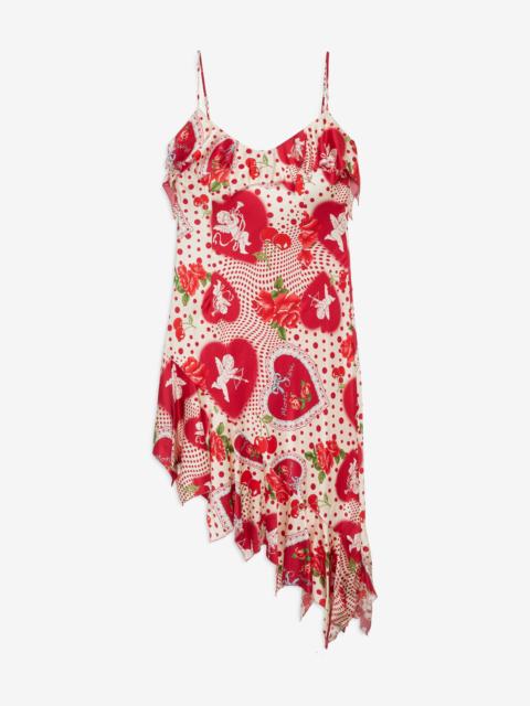 For Love & Lemons Cupid Dot Asymmetrical Midi Dress