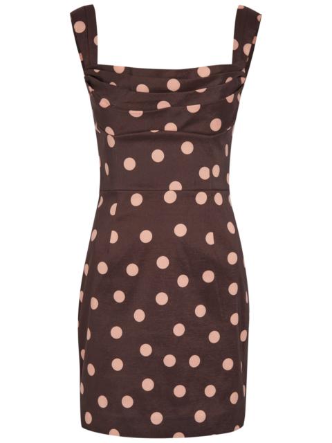 REBECCA VALLANCE Rebecca Vallance Vivanne Polka-dot Slubbed-poplin Mini Dress