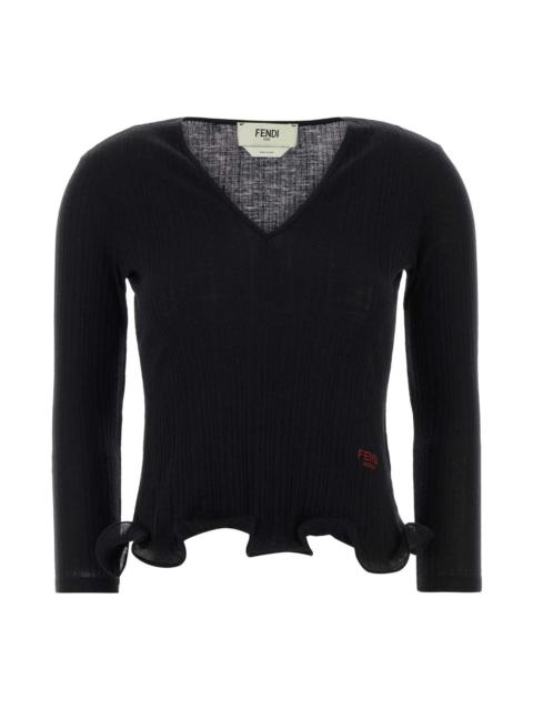 FENDI Black Wool Top