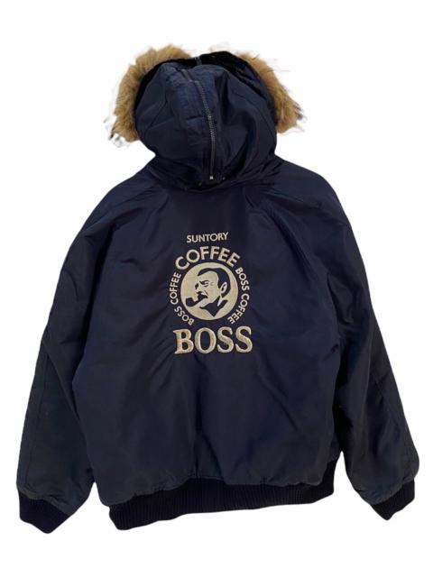 Other Designers Vintage - 🔥SUNTORY BOSS COFFEE FUR HOOD EMBROIDERY BOMBER JACKET